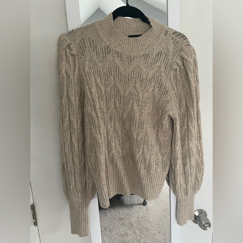 Express tan and gold knit sweater